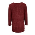 thumbnail image 6 of Scyoekwg 3/4 Length Sleeve Womens Tops Ribbed Knit Dress Shirts Crewneck Basic Sweater Tops Casual Loose Pullover (Wine,XL), 6 of 6