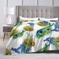 thumbnail image 3 of Peacock Throw Blanket Peacock Feather Watercolor Luxury Cozy Plush Soft Blanket for Bed, Couch, Sofa, Dorm, Home Decor Queen Size 60"X50", 3 of 6
