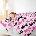 thumbnail image 3 of Manfei Cute Cat Twin Comforter Sets, Cartoon Kitten Lover Bedding Set, Hot Pink, Pink Reversible, 2pcs, 1 Comforter and 1 Pillowcase, 3 of 7