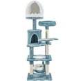 thumbnail image 2 of Yaheetech 61''H Multi-Level Ocean-themed Cat Tree Tower with Condo,Blue, 2 of 8