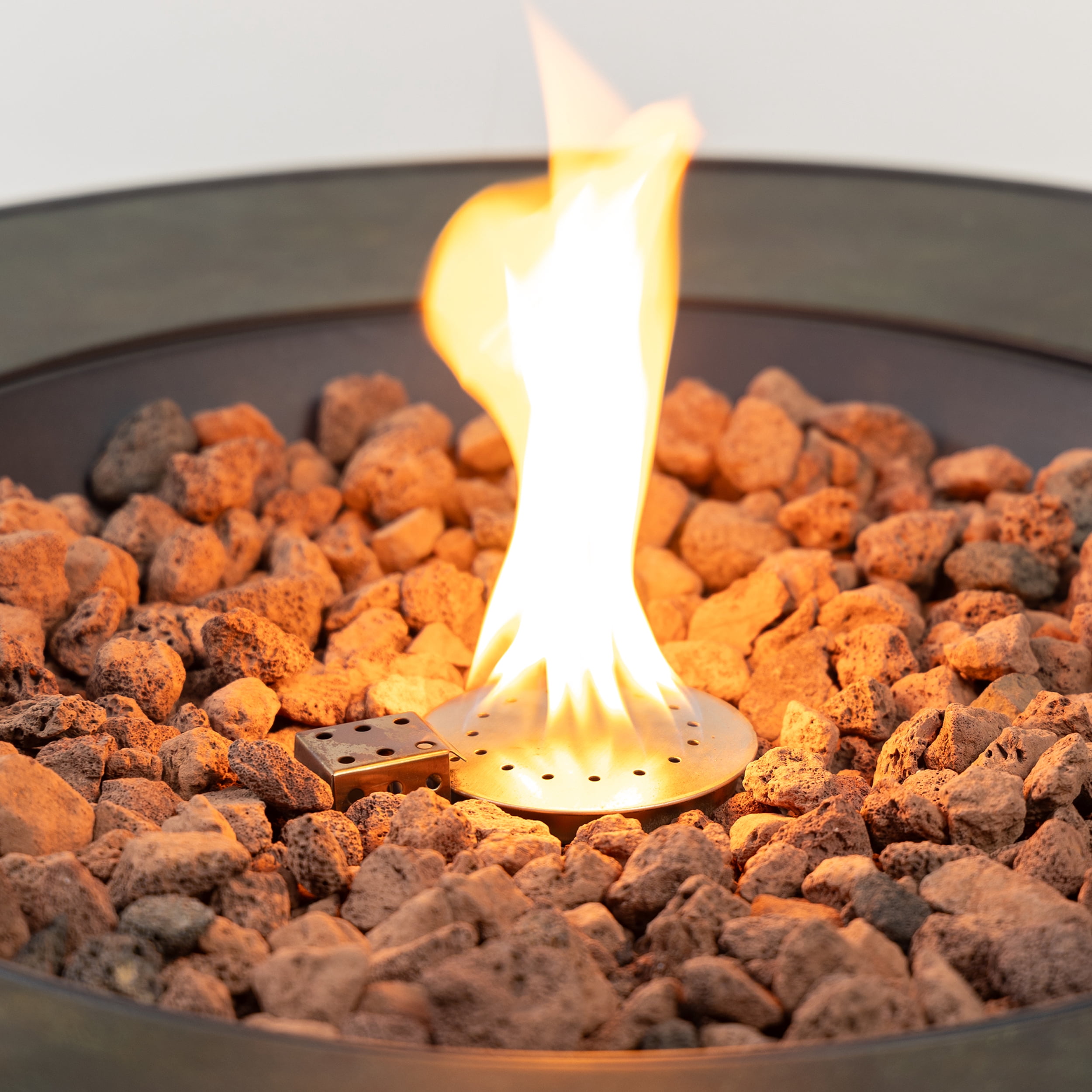 Deko Living Round Outdoor Propane Gas Fire Pit Table, 27.75 x 27.75 in, 8,000 BTU, Powder Thermospraying Finish with Lava Rock Filler