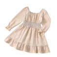thumbnail image 3 of Abcomgle Girls Long Sleeve Dresses 7-8 Casual Smocked Lantern Sleeve Midi Dress A-Line Flowy Tiered Sundress Cute Boho Swing Pleated Dresses, 3 of 7