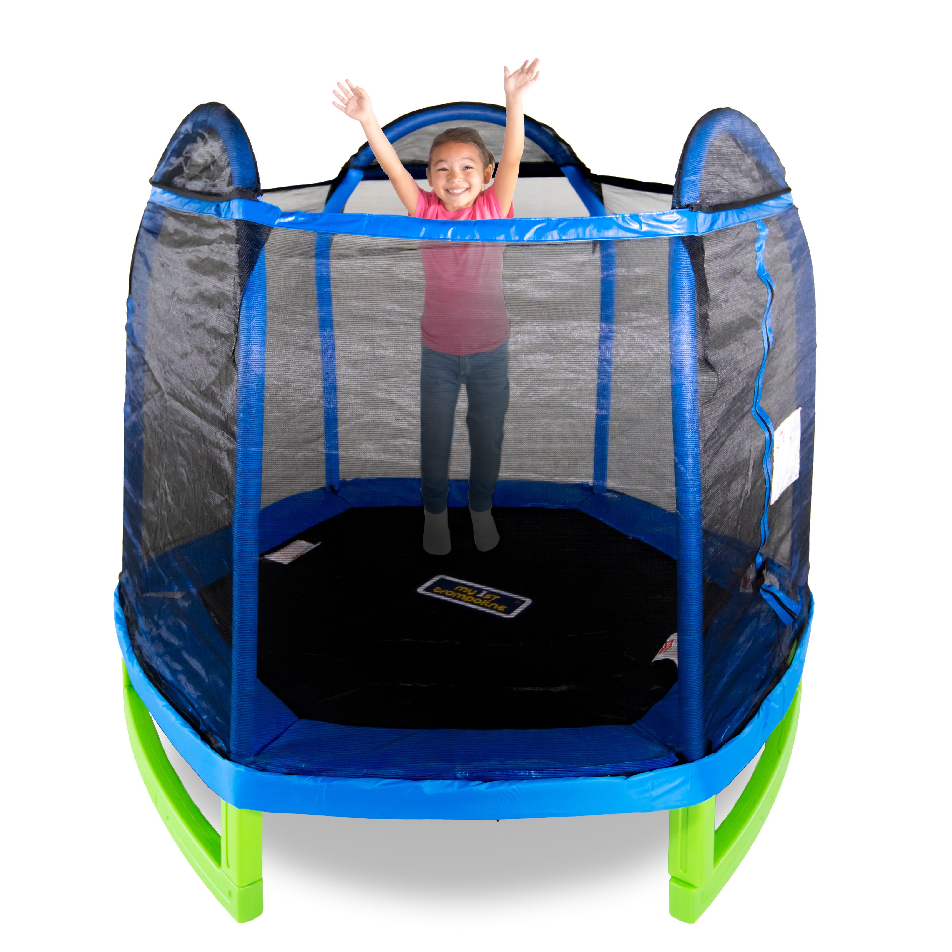 Bounce Pro 7-Foot My First Trampoline Hexagon (Ages 3-10) for Kids, Blue/Green - image 9 of 9