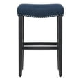 thumbnail image 2 of Westin Outdoor Yazan 29" Upholstered Bar Stool with Nail Head Trim, Black/Navy Blue, 2 of 6