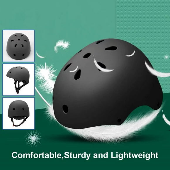 Bicycle helmet skater helmet adjustable for boys for skateboard scooter boys girls (black, size: L)