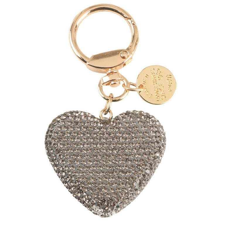 Grey Rhinestone Heart Keychain