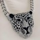 thumbnail image 5 of Collar con colgante de cabeza de leopardo de Halloween con hielo para mujer, joyería de hip hop, cadena de eslabones cubanos para hombre, joyería de tendencia gótica, regalo, plata, 5 of 5