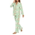 thumbnail image 2 of SCRAWLGOD White Daisy Woman Pajamas Long Sleeve Button Up Pj Tops for Women Sleepwear V Neck 2 Set Outfits for Women Size 4XL Lightweight Nightwear Set Women, 2 of 7
