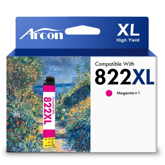 822XL Ink Cartridges 1 x Magenta Compatible for 822 822 XL 822XL Printer Ink for WorkForce Pro WF-3820 WF-4820 WF-4830 WF-4833 WF-4834 WF-3823 T822 T822XL