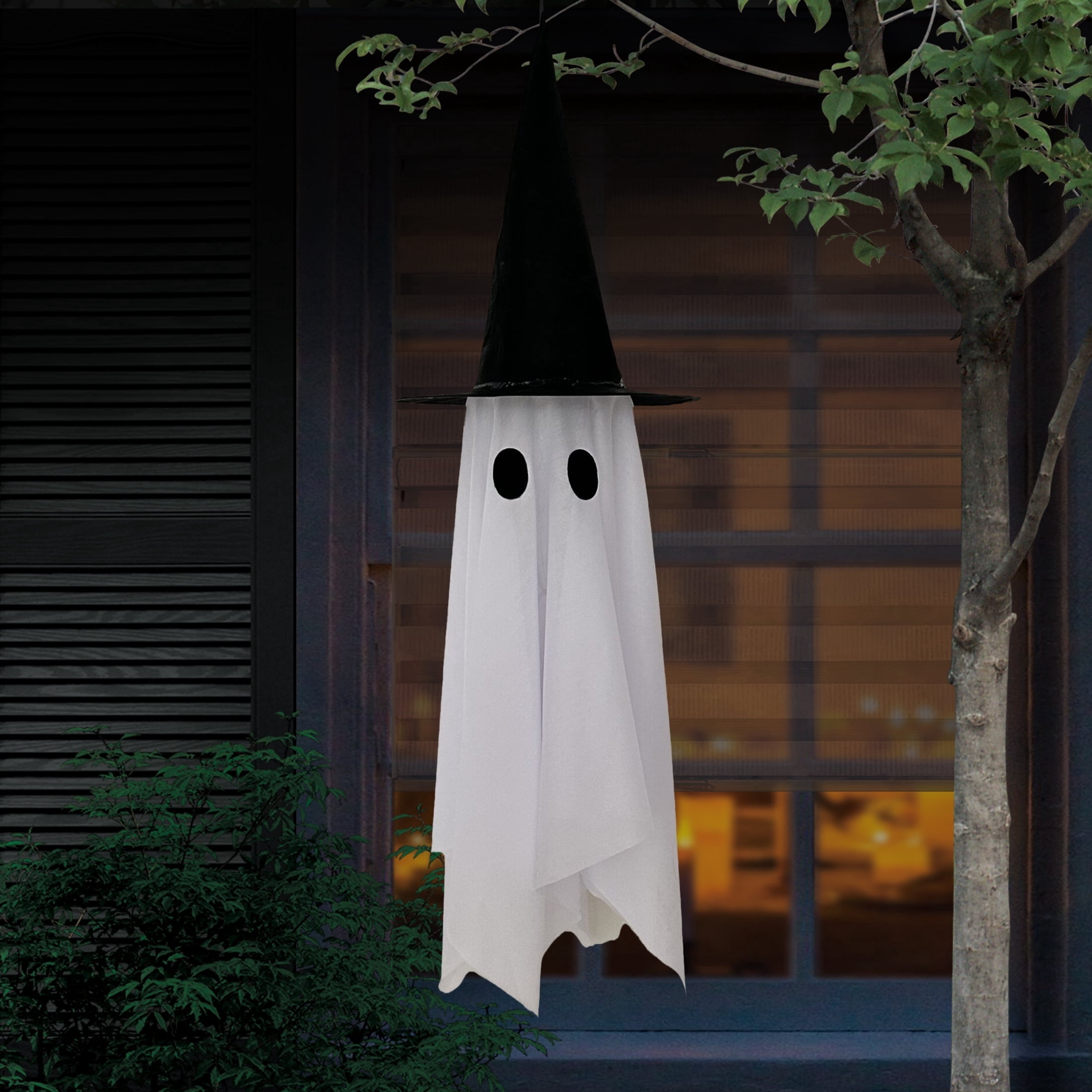 Hanging Ghost Decoration, White and Black, 31.5", Halloween by Way To Celebrate