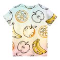thumbnail image 5 of YunPes Girls Cute Painted Print T-Shirt Colorful Fruit Line Art Short Sleeve Crew Neck Tee Casual Summer Tops for Kids, 5 of 5