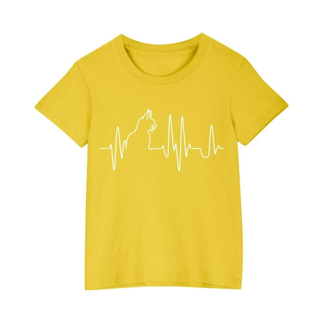 T-shirt en Coton pour Tout-Petits Garçons Filles Col Rond Manches Courtes T-Shirt Imprimé Haut 1 Pce