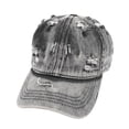 thumbnail image 2 of Helii Unisex Distressed Denim Baseball Cap Vintage Washed Dad Hat Low Profile Unstructured Ripped Cotton Cap Adjustable Metal Buckle Curved Brim Hat Black,One Size, 2 of 4