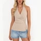 thumbnail image 2 of Tops Casuales sin Mangas para las Mujeres V Cuello Blusa Plegado Vendaje Suéter de Verano Damas Camisa Diaria, 2 of 9