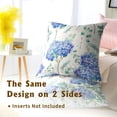 thumbnail image 5 of Spring Blue Hydrangea Flowers Throw Pillow Covers Set of 2 Butterfly Eucalyptus Leaves Decorative Outdoor Pillowcase Blue Floral Blossom Farmhouse Cushion Case for Home Sofa Couch Bed Decor 18x18 in, 5 of 6