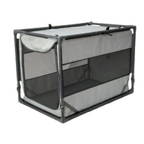 SportPet Portable Folding Large Dog Crate with Mesh Panels, 70 lb Capacity, Gray