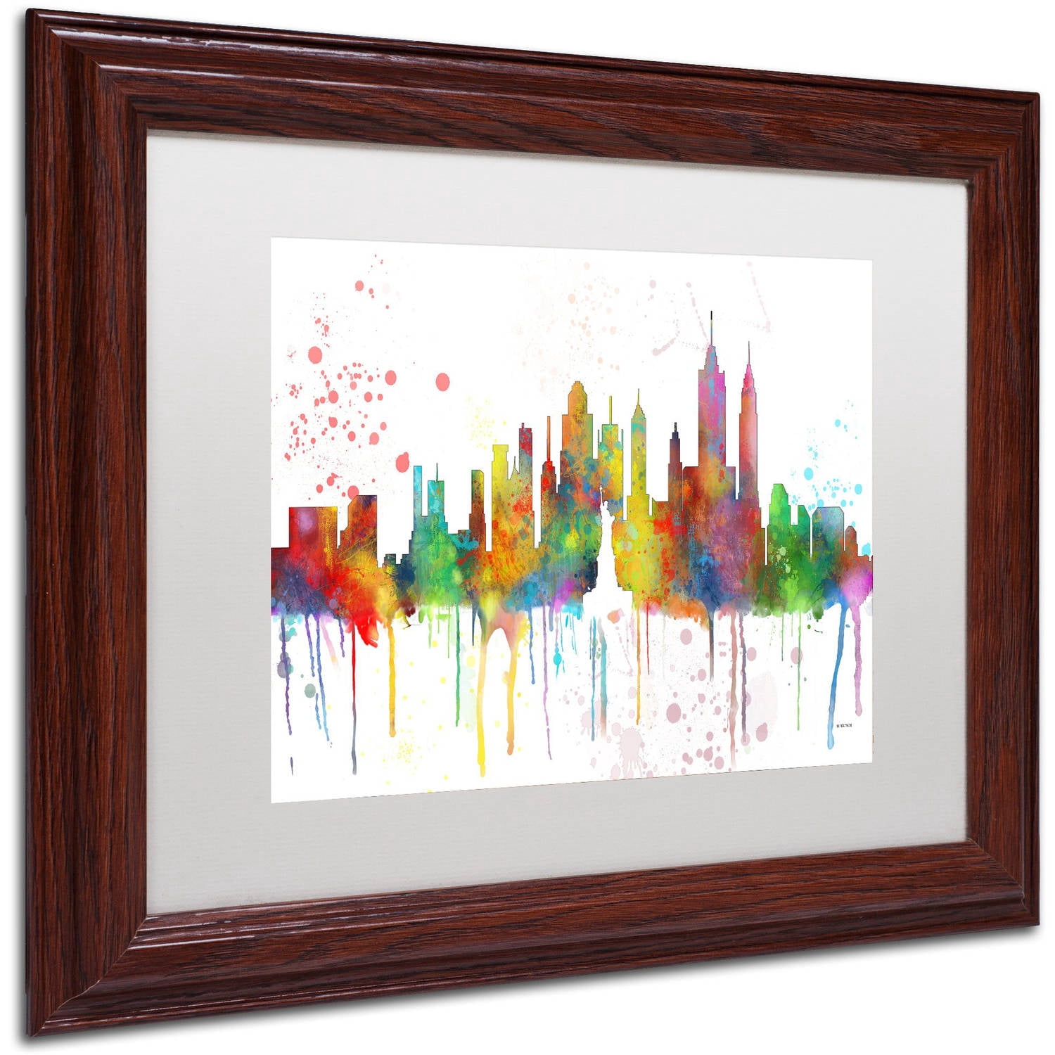 Trademark Fine Art "New York New York Skyline Mclr-1" Canvas Art by Marlene Watson, White Matte, Wood Frame