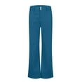 thumbnail image 6 of Women's Linen Pants Pants For Women Wide Leg Flare Pants For Women Double Button Mid Waist Pants Trendy Fashion Casual Pants, Women's Casual Pants L, 6 of 6