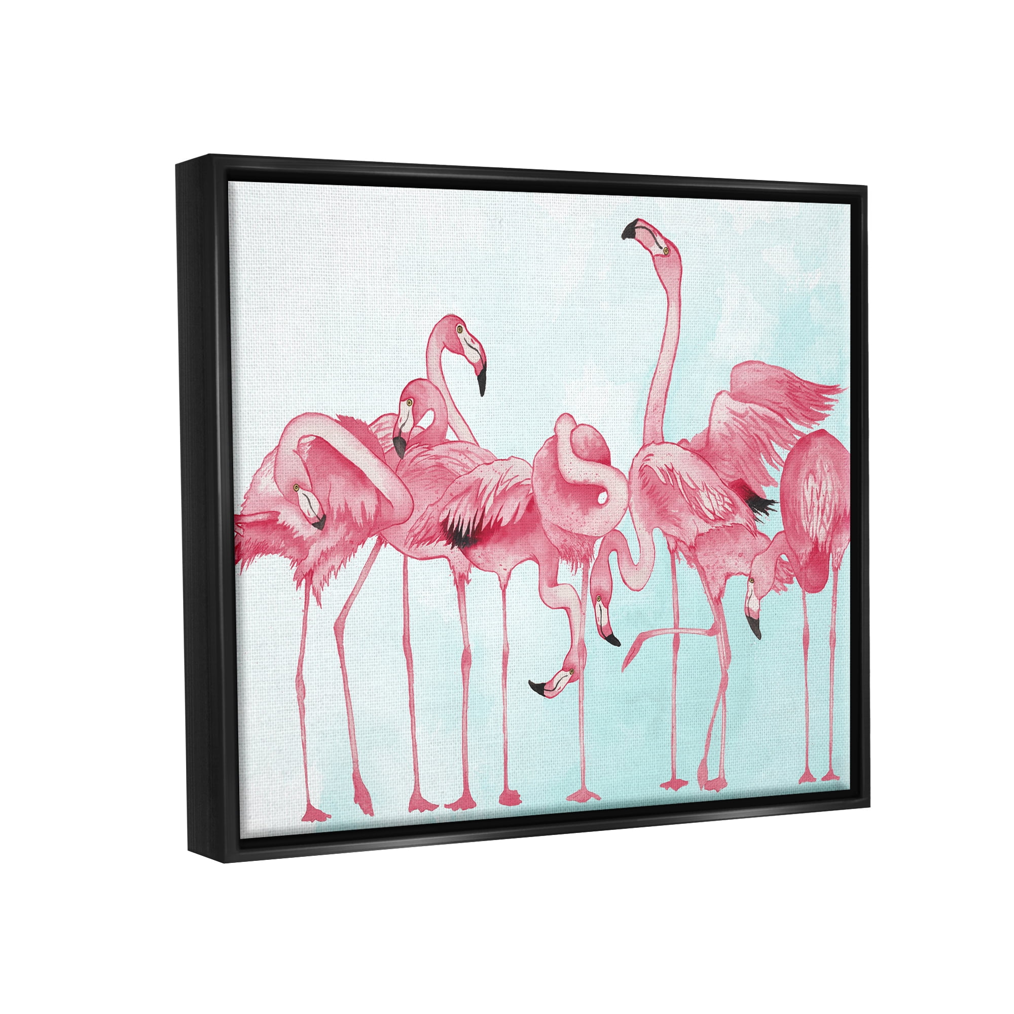Stupell Bold Pink Flamingo Flock Animals & Insects Painting Black Floater Framed Art Print Wall Art
