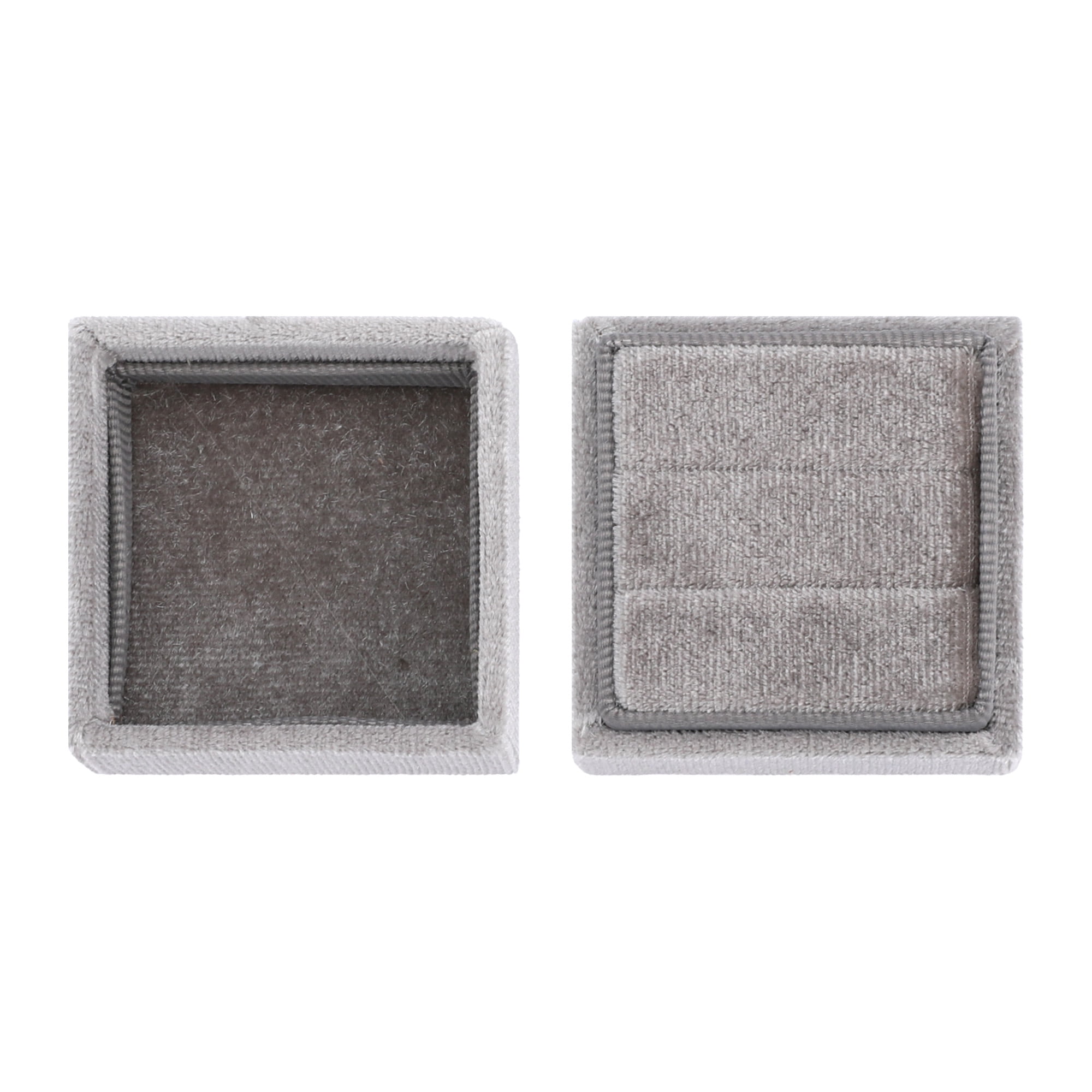 Unique Bargains Velvet Square Ring Box Storage for Proposal Light Gray