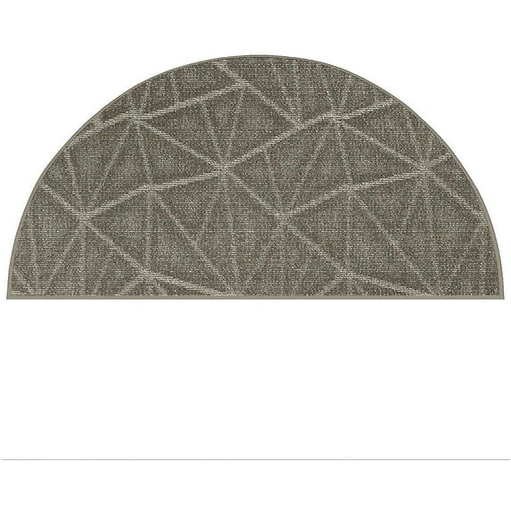 Indoor Outdoor custom size area rugs made in USA pattern Geometrical comes in Ten colors and Nine shapes rectangular,round,square,runners,oval,half round - Neutral, 66" x 132" Half Round Area Rugs