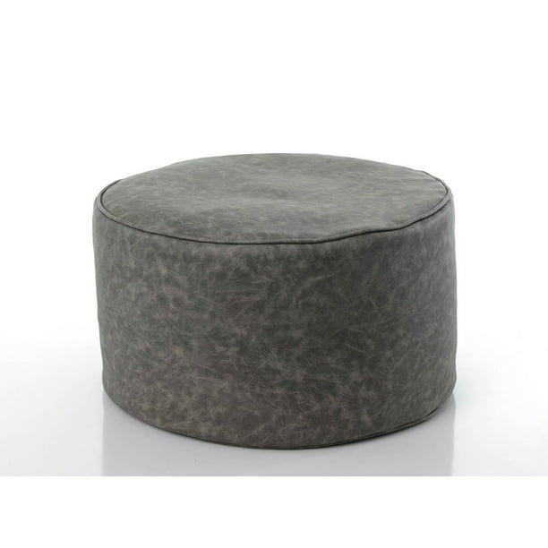 Gold Medal Luxe Faux Leather Round, Round Ottoman Leather