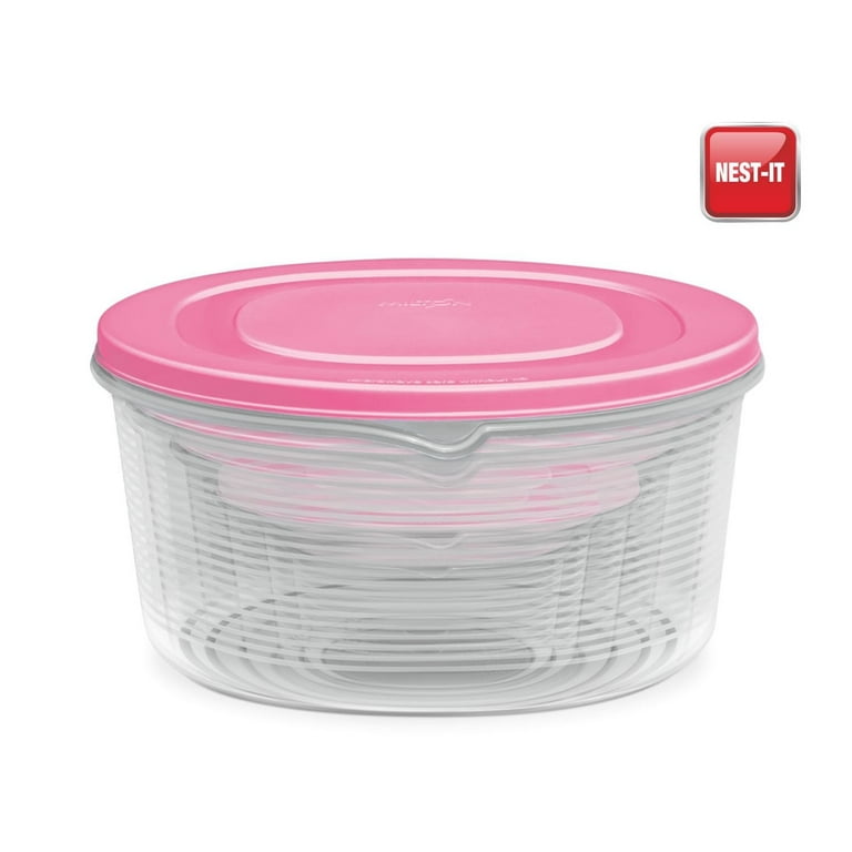 Milton BPA-Free Plastic Mixing Bowl Set Meal Prep & Food Storage Containers  with Lids, Set of 6 Pink 