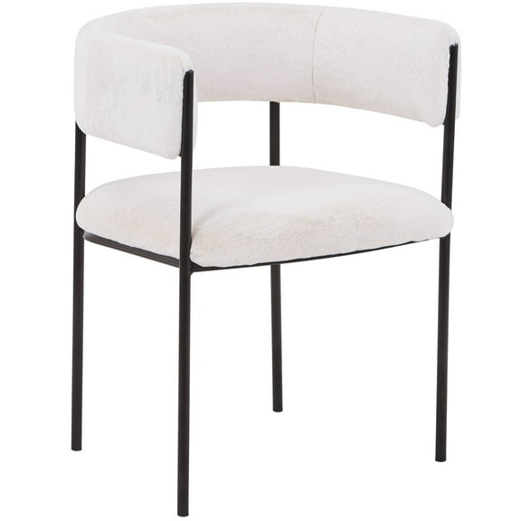 LeisureMod Dining Chair Upholstered in Fabric with Padded Seat and Open Back Design Powder-Coated Iron Frame for Modern Home, Kitchen, or Office Cyril Collection in White