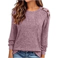 thumbnail image 2 of Horkkom Crew Neck Sweater for Women Solid Color Long Sleeve Pullover Sweaters Winter Warm Knit Sweater, S-2XL, 2 of 8
