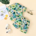 thumbnail image 4 of Otqutp Clothing Sets for Toddler Birthday Vacation Clothes Set Boys Short Sleeve Floral Prints T Shirt Tops Shorts Kids Gentleman Outfits, 4 of 6