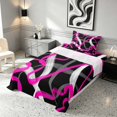 thumbnail image 3 of Manfei Abstract Brushstroke Twin Sheets, Pink White Gray Bedding, Black Reversible 3pcs1 Flat Sheet + 1 Fitted Sheet + 1 Pillowcase, 3 of 6