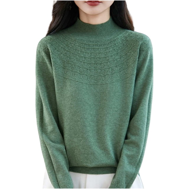 HongQid Chandails Femme Automne Hiver Chaud Doux Tricoté Ample Chandail Col Roulé Manches Longues