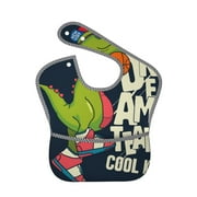 Bingfone Mess-Proof Baby Bib - Waterproof Bib For Baby Boy Or Girl With Food Catcher Pocket, Unisex-Dinosaur Basketball Player