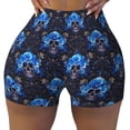 thumbnail image 2 of Fuzoiu cool blue flower Skull Print Women's Workout Shorts,Workout Biker Shorts Women,Exercise Fitness Shorts,Scrunch Short, Athletic Shorts for Gym Yoga Running Sport Active-Small, 2 of 8