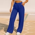 thumbnail image 5 of Women's Soft Comfort Track Pants with Pockets, Mid Elastic Waist Drawstring Lounge Pants, Solid Multi-Pocket Active Bottoms, Casual Athletic Yoga Running for Women | UKHCCC,Blue L, 5 of 8
