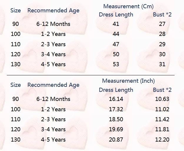 dress size for 3 years old girl