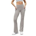 thumbnail image 5 of RYRJJ Bootcut Yoga Pants with Pockets for Women Wide Leg Flare Leggings High Waist Workout Pants Bootleg Work Slacks(Gray,S), 5 of 8