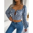 thumbnail image 4 of Spring And Summer Sexy Women's Strappy Floral Chiffon Shirt Crop Top, 4 of 8