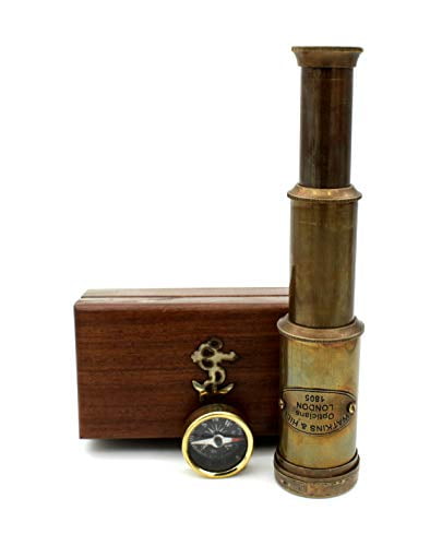 Vintage brass telescope 12" monocular nautical pirate spyglass scope good gift 