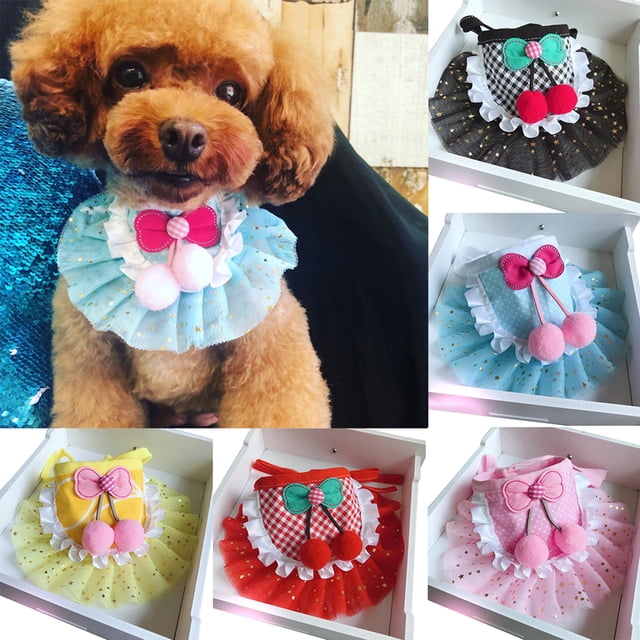 HEVIRGO Saliva Bib Beautiful Comfortable Dog Accessories Bowknot Design Neckerchief for Pet,Pink Rabbit L