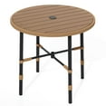 thumbnail image 2 of Dextrus Patio Round Dining Table with 2.2" Umbrella Hole,Plastic Wood Tabletop - Beige, 2 of 4