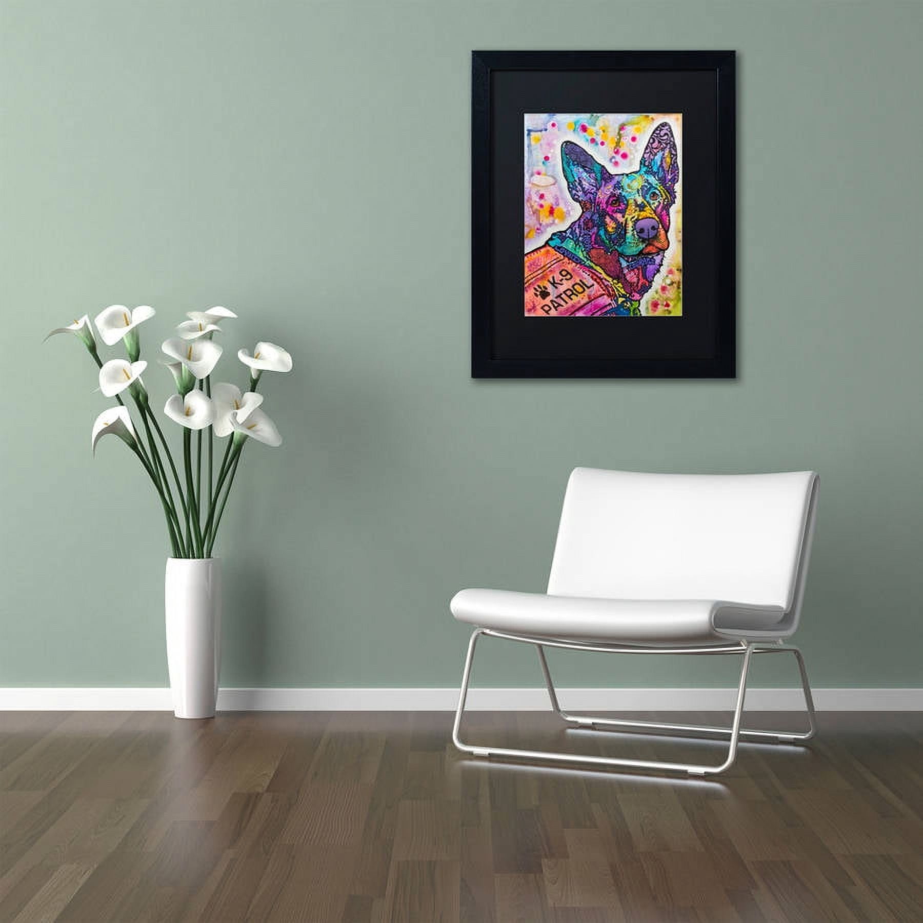 Trademark Fine Art "K-9 Patrol Large-003" Canvas Art by Dean Russo, Black Matte, Black Frame