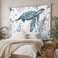 thumbnail image 3 of Ocean Turtle Large Tapestry for Bedroom Wall Hanging Tapestry, Coastal Coral Seagrass Starfish Ceiling Backdrop Tapestries Poster Blanket Wall Decor for Teens Room Living Room Dorm 100" x 59", 3 of 8