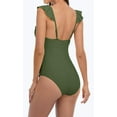 thumbnail image 2 of Maillots de Bain une Pièce à Volants pour Femmes Monokini Froncé Col en V, 2 of 6