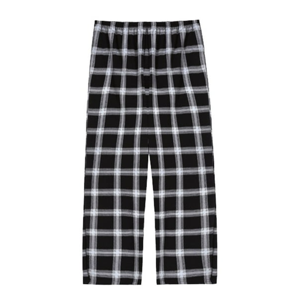 Gibobby pantalones de animados Pantalones de pijama a cuadros de primavera/verano, pantalones de mujer sueltos y cómodos, prendas de vestir de tamaño, muebles para el Four Seasons (Negro, XL)