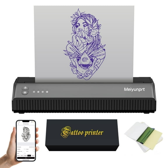 Meiyunprt Tattoo Printer Wireless Thermal Stencil Printer Machine with 10pcs Transfer Paper