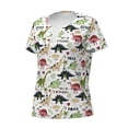 thumbnail image 2 of Goofa Dinosaur Pattern Womens Deep V Neck Low Cut Tops Casual Summer Short Sleeve Ribbed Knit T-Shirts-XX-Large, 2 of 5