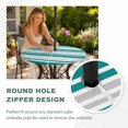thumbnail image 4 of Round Outdoor Tablecloth with Umbrella Hole and Zipper, Teal Stripes Tablecloth with Elastic Waterproof, Modern Minimalist Horizontal Ombre Lines Patio Table Covers for 36" - 44" Picnic Pool Tables, 4 of 9
