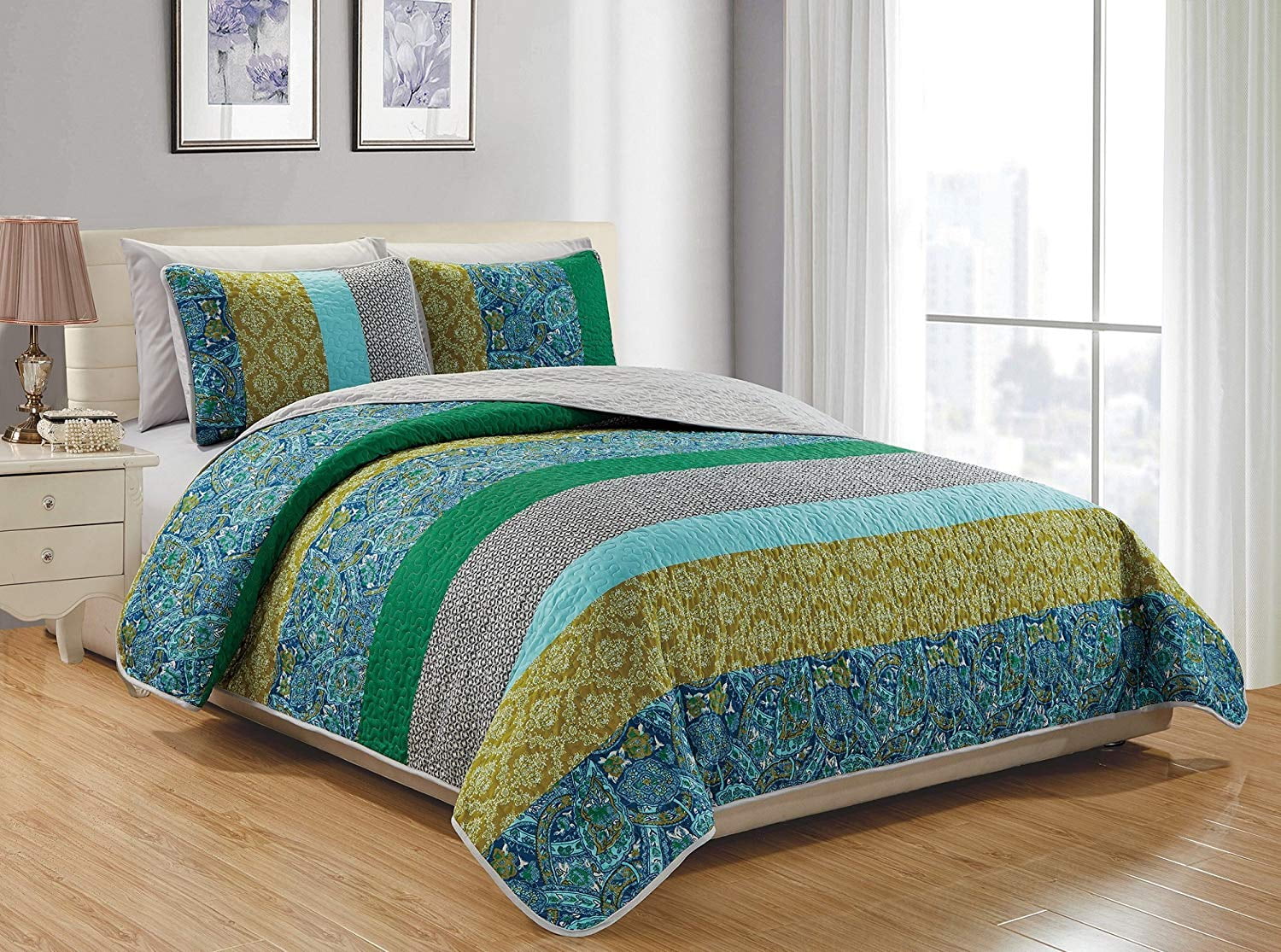Chezmoi Collection Ivan 3 Piece Paisley Medallion Striped Retro