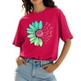 thumbnail image 4 of Women's Workout Tee - Athletic Plus Size Top - Short Sleeve Cotton - Trendy 2025 Design | Baberdicy | Womens Fashion Workout T Shirts Athletic Plus Size Tops Summer Trendy (Hot Pink | L), 4 of 9